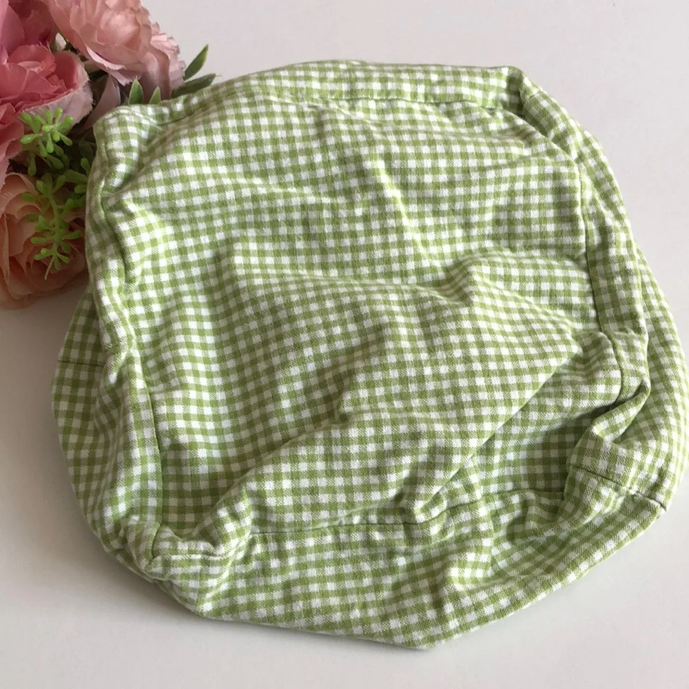 Pottery Barn Kids Sabrina Green and White Gingham Small Drawstring Sham